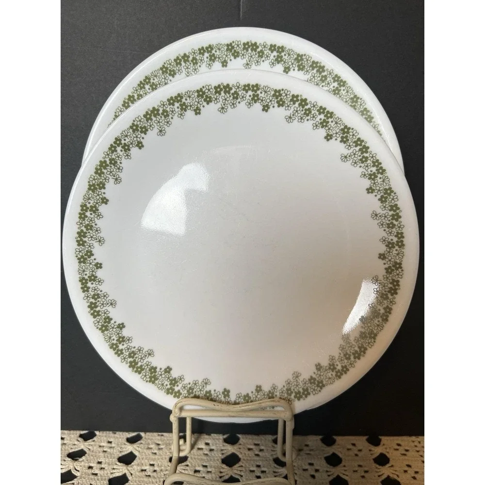 Vintage‎ Corelle Spring Blossom Green Set of 4 Salad Luncheon Plates - 8-1/2